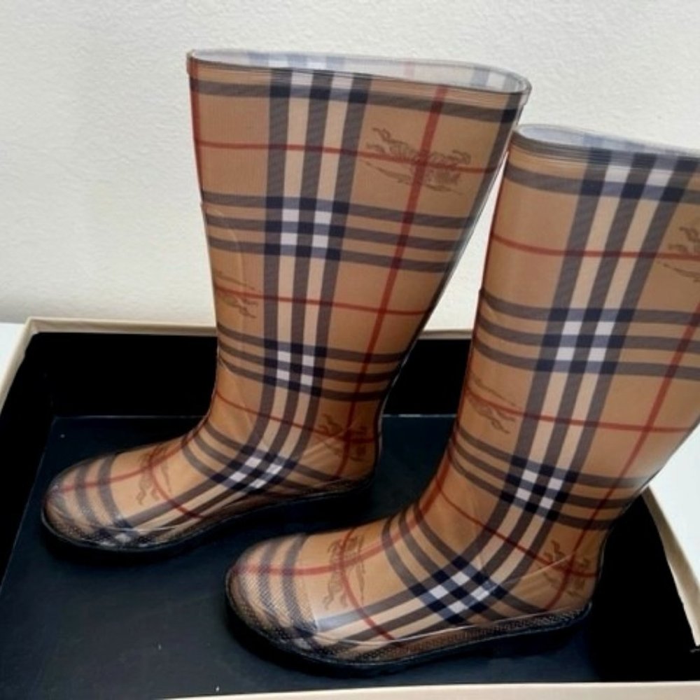 Burberry Women 20mm Simeon Canvas & Rubber Rain Boots Brand new condition